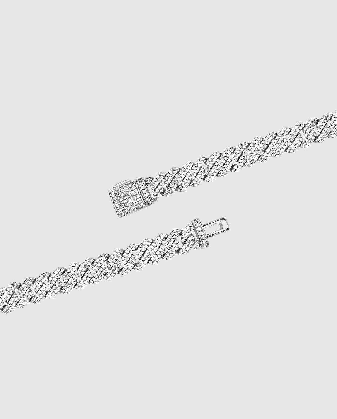 10mm Diamond Prong Link Bracelet - White Gold - Cernucci